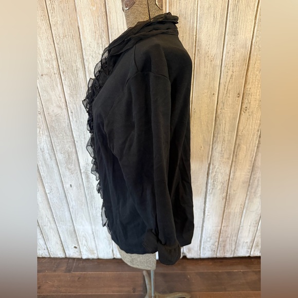 Rafaella Black Ruffle Front Top - Picture 4 of 5